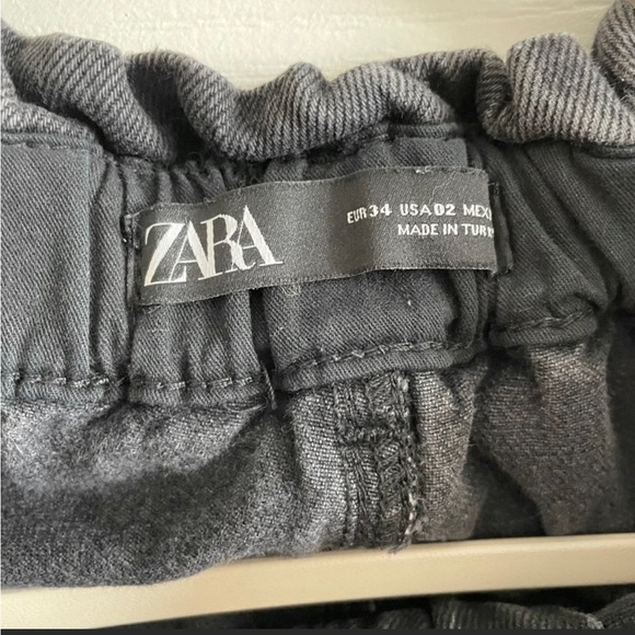 🎄4X$50 Zara Womens High Waist Tapered Paper Bag Black Jeans Size 2 - Picture 5 of 6